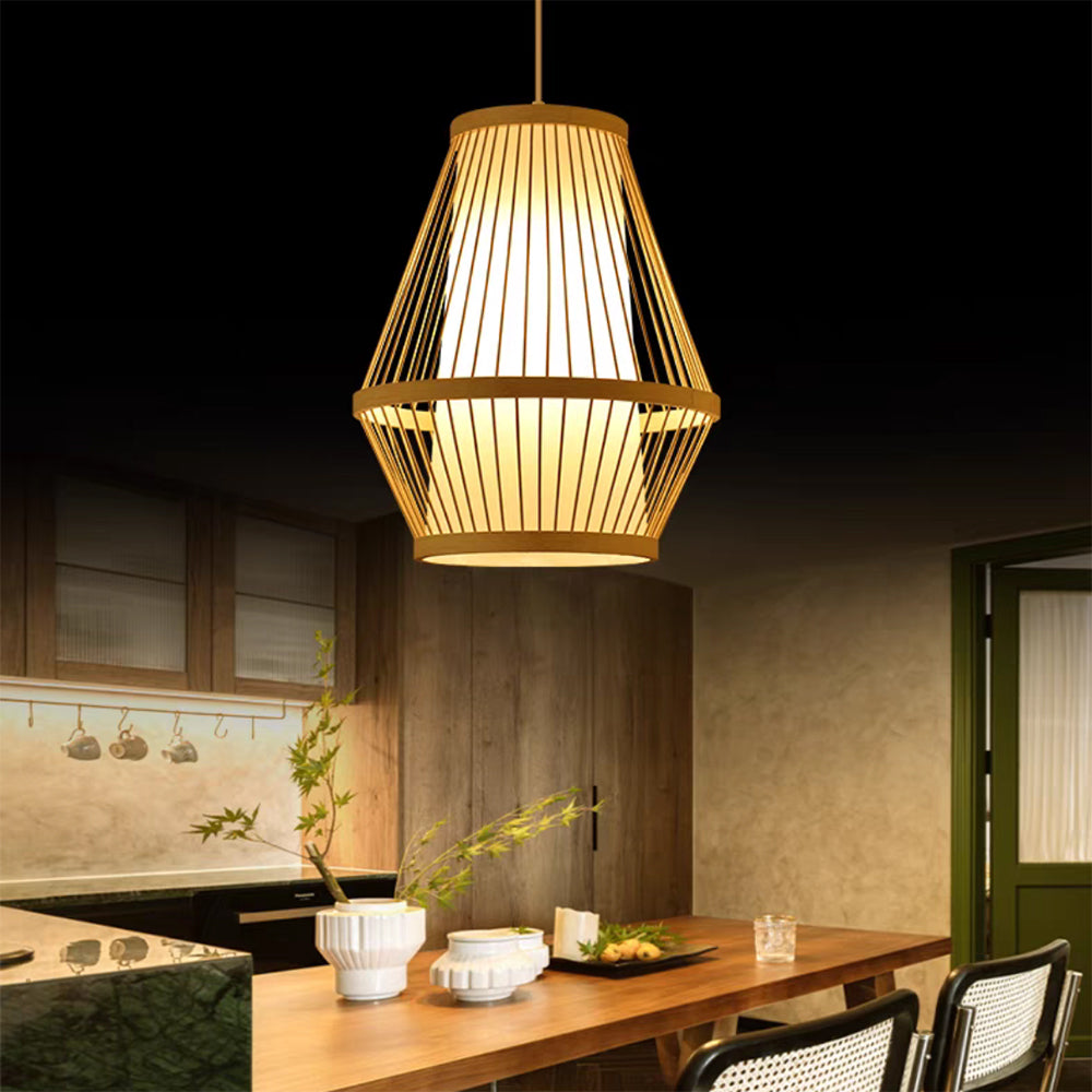Muto Design LED Pendelleuchte Holz Schlafzimmer/Esszimmer Bambus