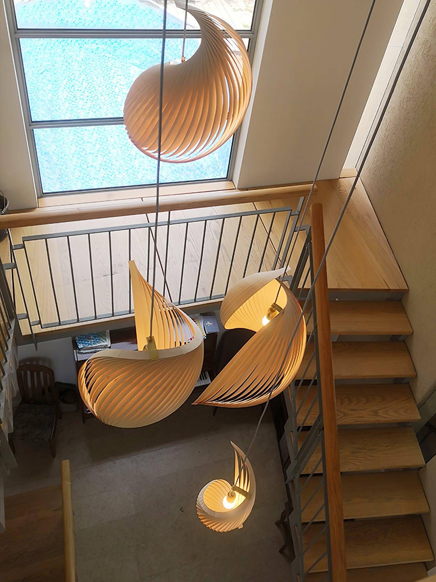 Cumiror Postmoderne Luxus Schalenholz Holz Pendelleuchte-Letslighting