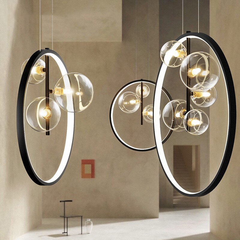 Avi Design LED Pendelleuchte Ring Wohnzimmer/Esszimmer Glas