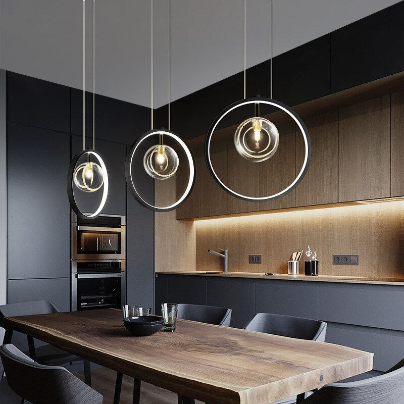 Avi Design LED Pendelleuchte Ring Wohnzimmer/Esszimmer Glas
