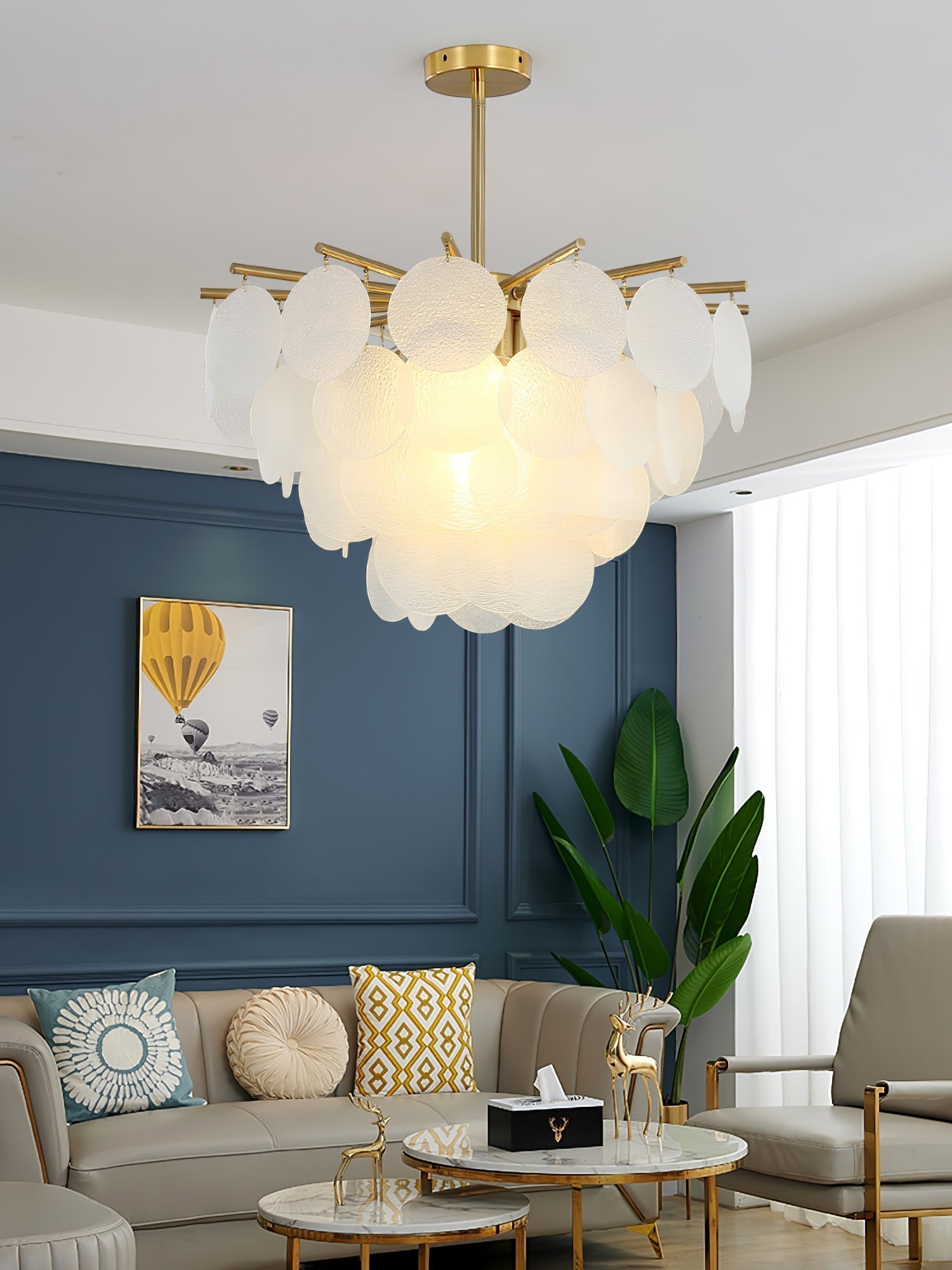 Solara Chandelier Nimbus Glass Droplets - Letslighting