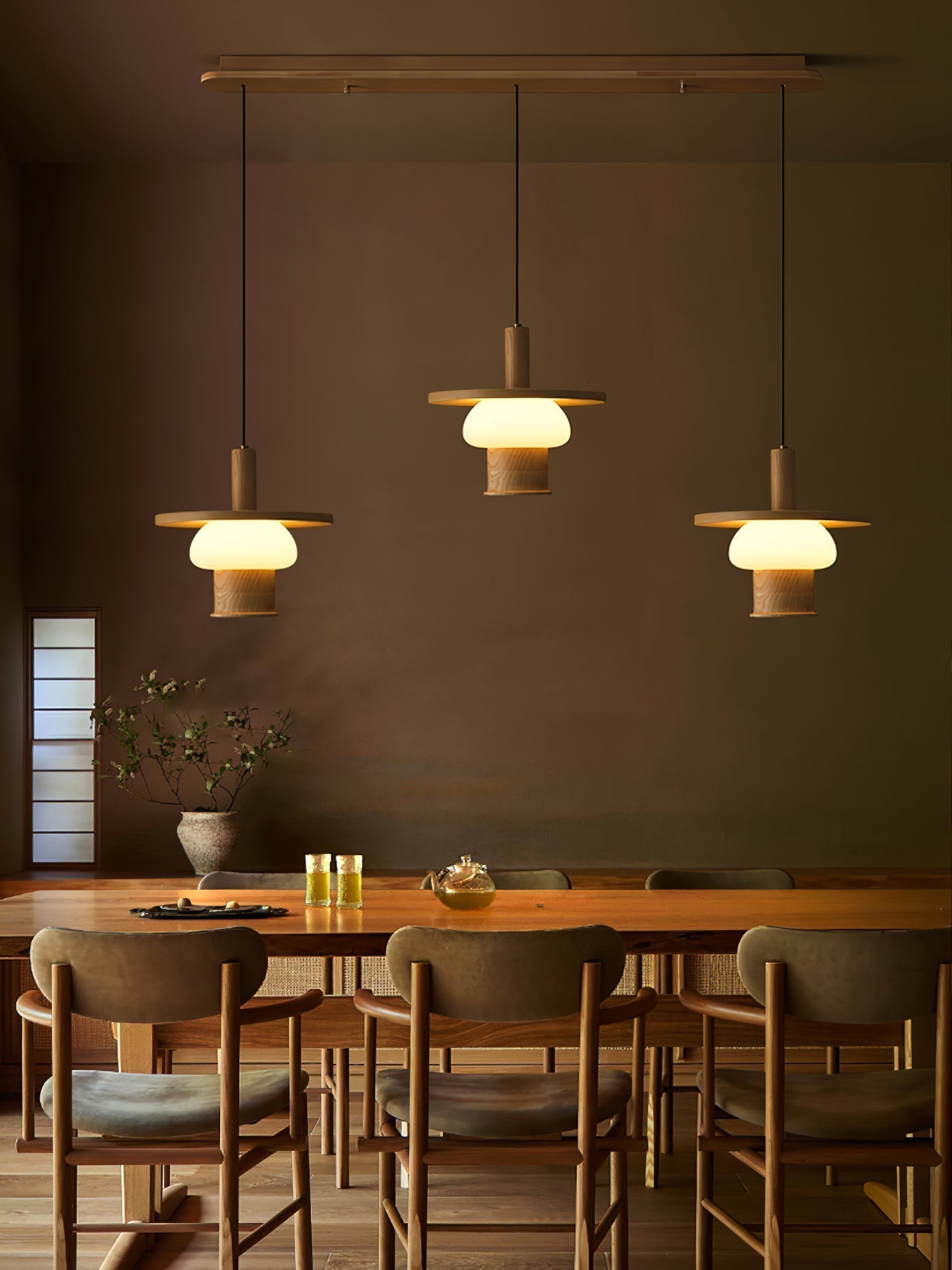 Zephaan Klassische Pendelleuchte aus Glas und Holz-Letslighting