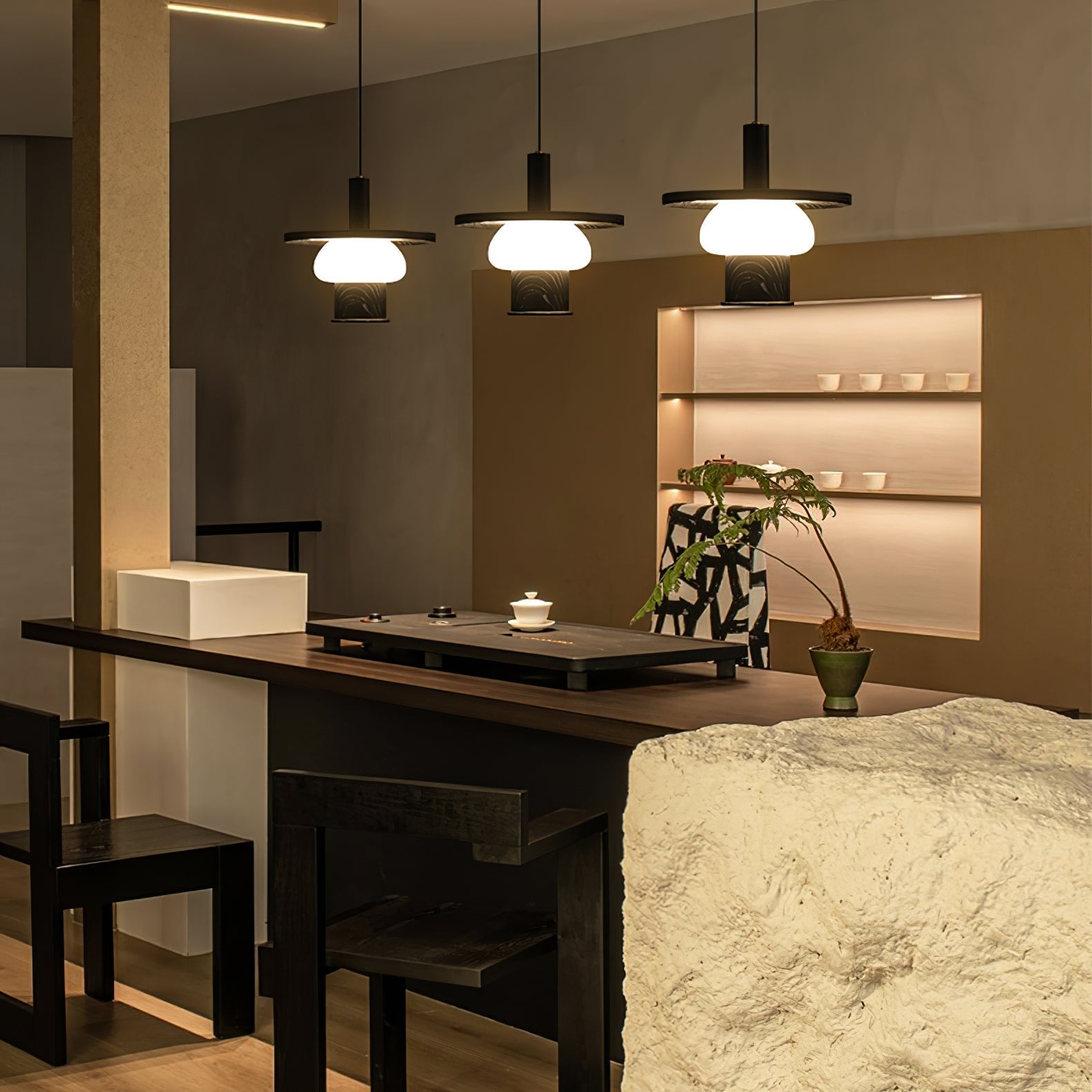 Zephaan Klassische Pendelleuchte aus Glas und Holz-Letslighting