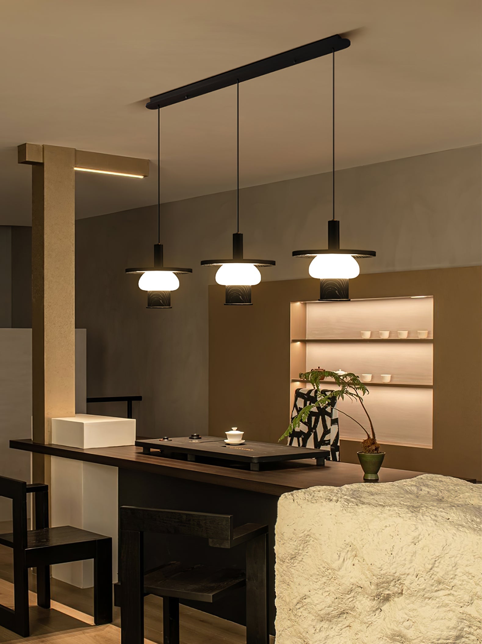 Zephaan Klassische Pendelleuchte aus Glas und Holz-Letslighting