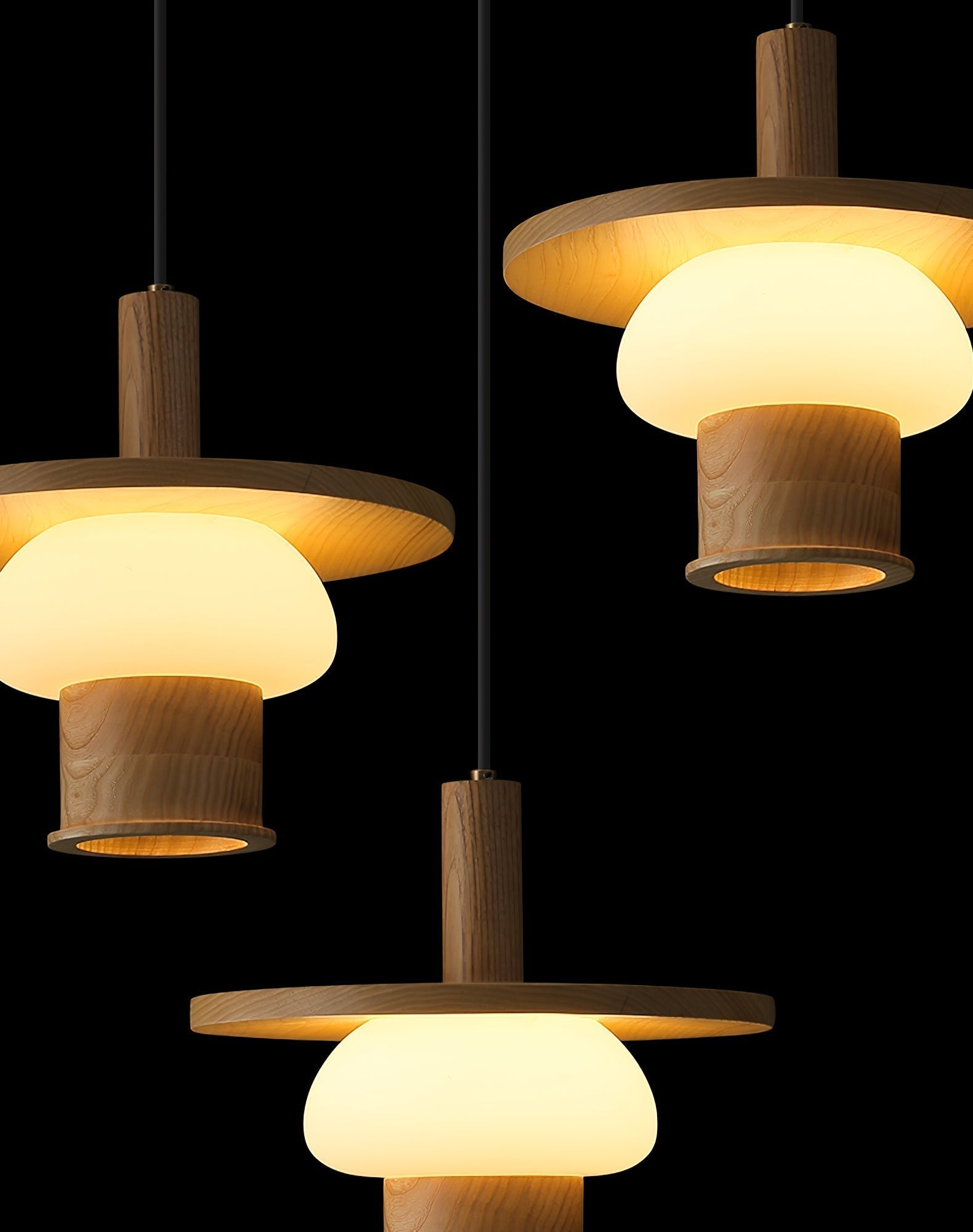 Zephaan Klassische Pendelleuchte aus Glas und Holz-Letslighting