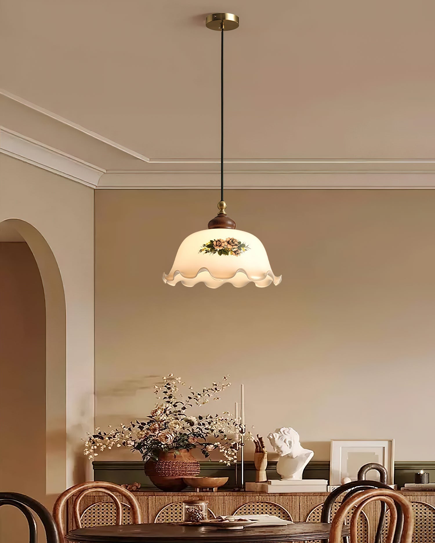 Belvia Pendelleuchte Vintage Blume mit Gewelltem-Letslighting