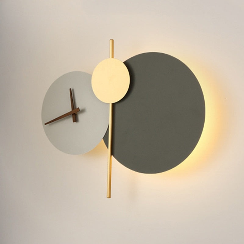Arisha Modern LED Wandleuchte Runde Uhr Metall/Acryl Schlafzimmer 2 Farben