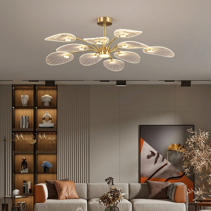 Arisha Nordic LED Kronleuchter Metall Acryl Schlafzimmer Wohnzimmer