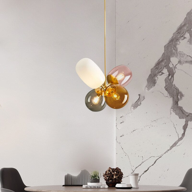 Valentina LED Pendelleuchte Glaskugel Bunt Esstisch/Schlaf/Wohnzimmer Metall Glas