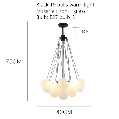 Valentina Modern LED Kronleuchter Kugel Schwarz/Gold Wohnzimmer Glas