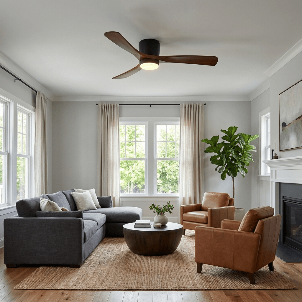 Ezra Nordische Deckenventilatorleuchte mit 3000K warmweißer Beleuchtung