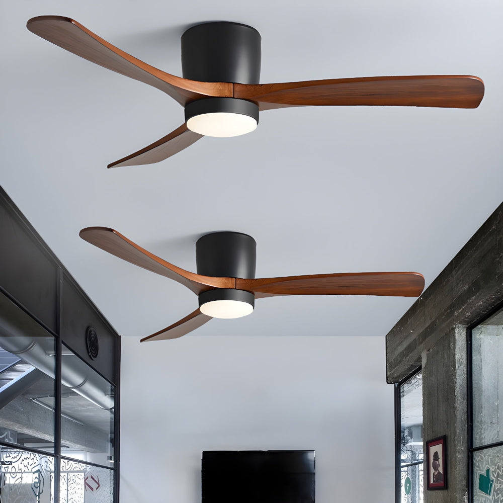 Elena Moderner Holz-Deckenventilator mit Licht in Walnussholz-Ausführung