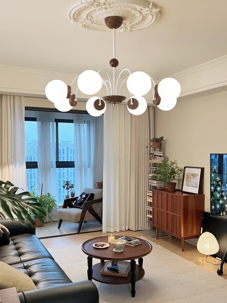 Lustra Kronleuchter Holz Glas Zeitgenössisch Gebogen-Letslighting