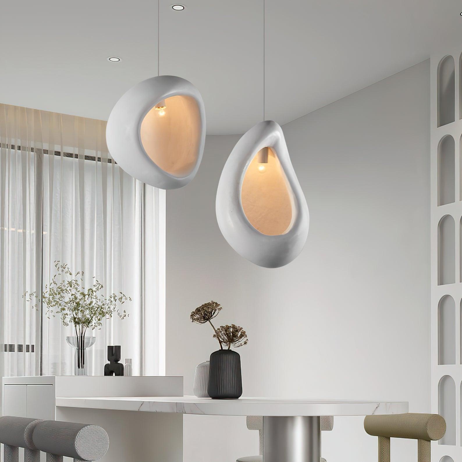 Solara Wabi-Sabi Pendelleuchte Gips Organische Hohlform Träne-Letslighting
