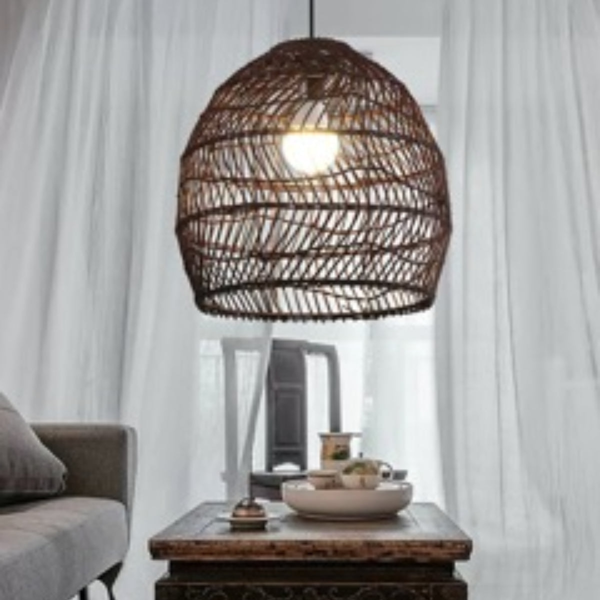 Muto Design Retro LED Pendelleuchte Schwarz/Holz Holz Schlaf/Wohn/Arbeitszimmer/Flur