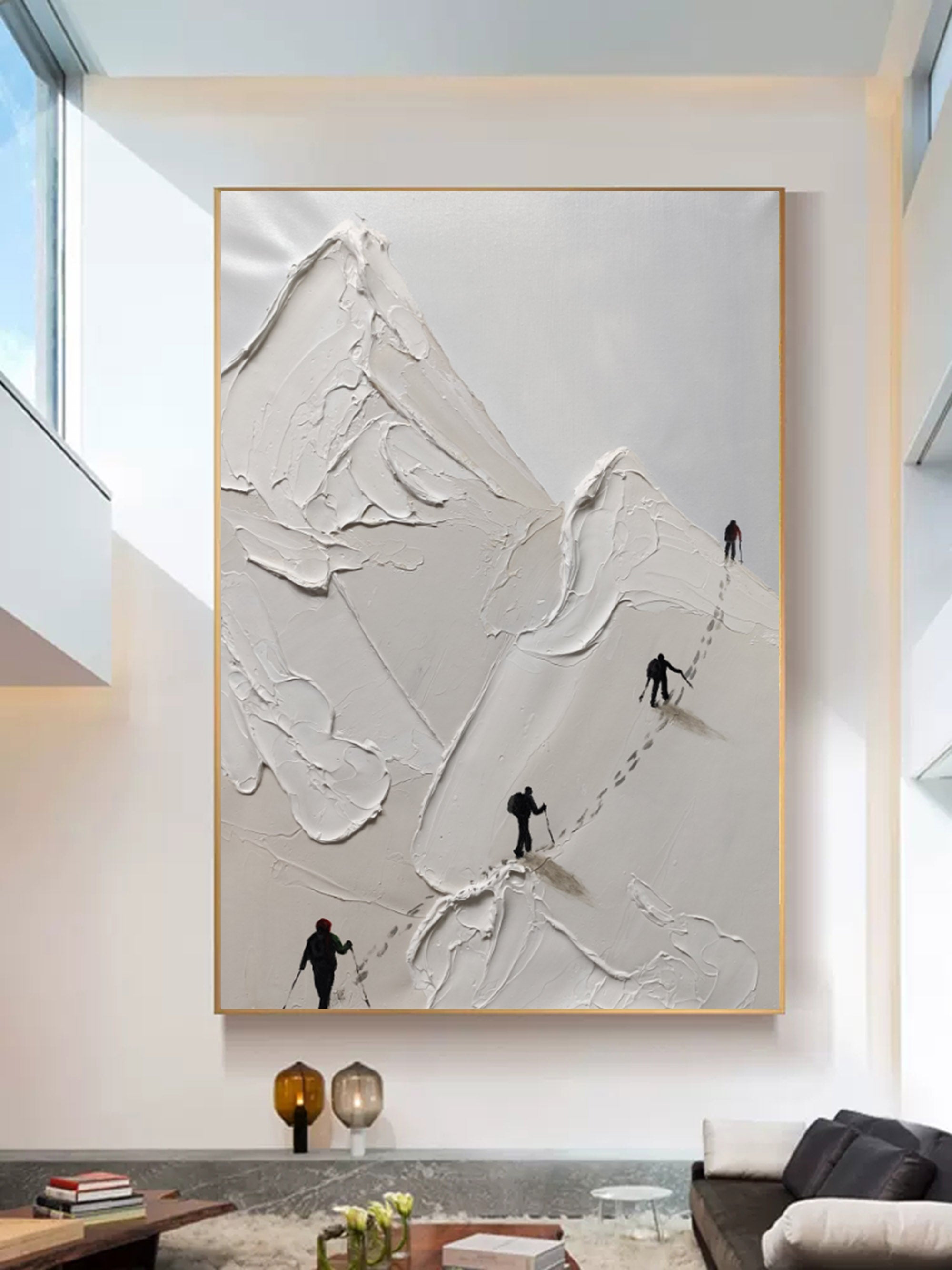 Skier Gipskunst Textur Wandkunst - Letslighting