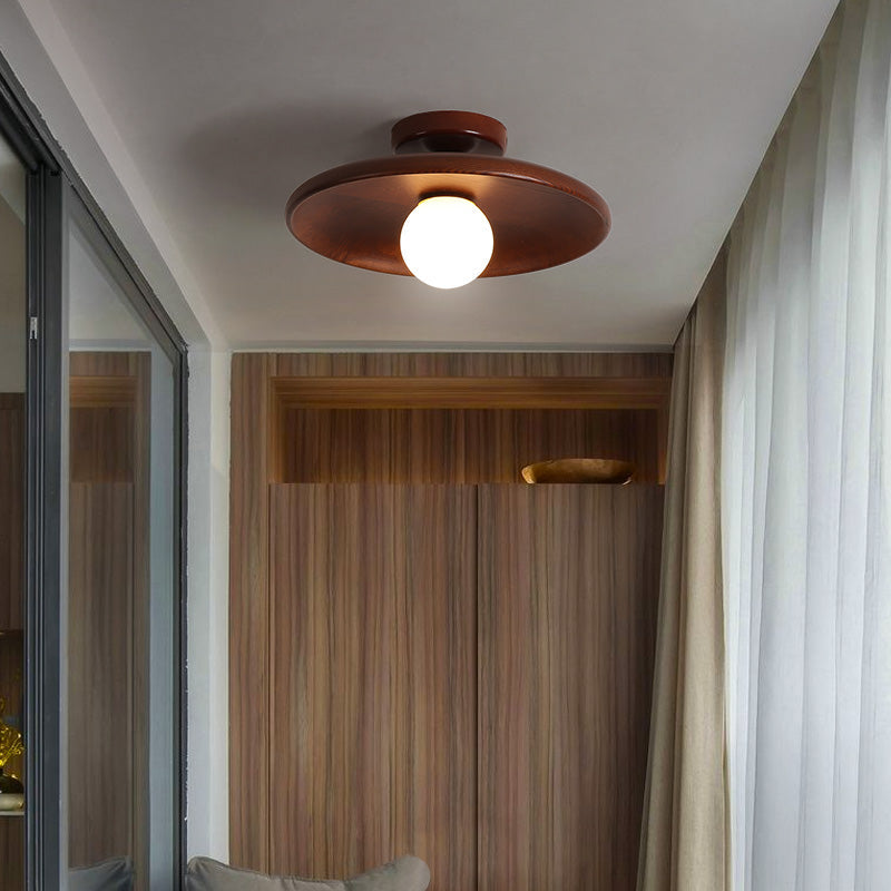 Arisha Modern LED Deckenleuchte Natur/Walnuss, Wohnzimmer, Glas Holz