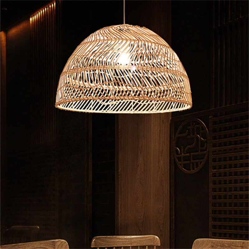 Ritta Retro LED Pendelleuchte Rattan/Metall Schlafzimmer-Letslighting