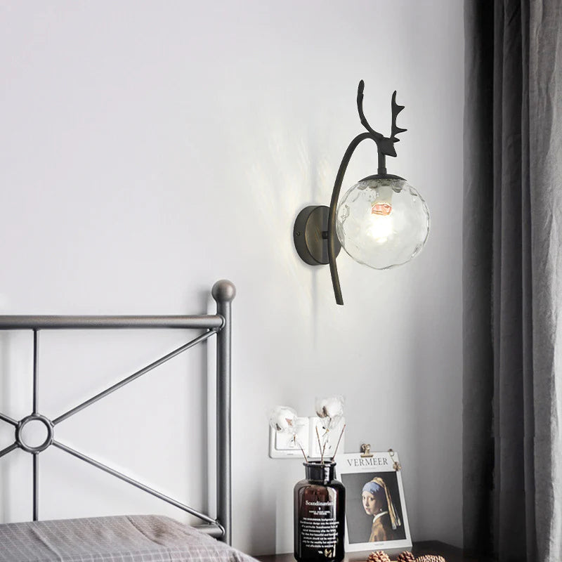 Valentina Vintage LED Wandleuchten Kugel Gold/Schwarz Innen Metall Glas