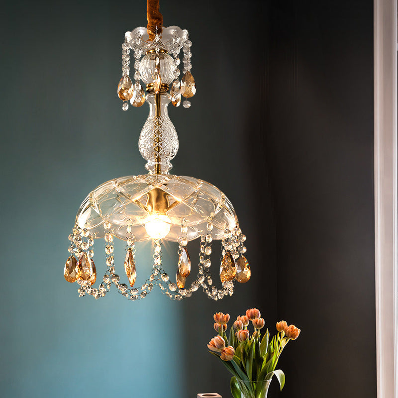 Kristy Retro LED Kristall Runde Pendelleuchte Gold Glas Wohnzimmer Bar