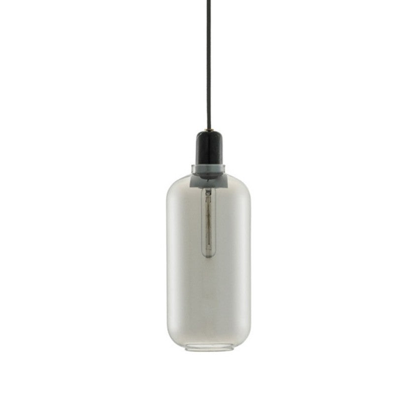 Valentina Designer Zylinder LED Pendelleuchte Bernstein/Rauchgrau Wohnzimmer Marmor/Glas