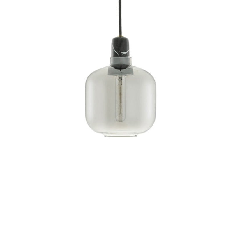 Valentina Designer Zylinder LED Pendelleuchte Bernstein/Rauchgrau Wohnzimmer Marmor/Glas