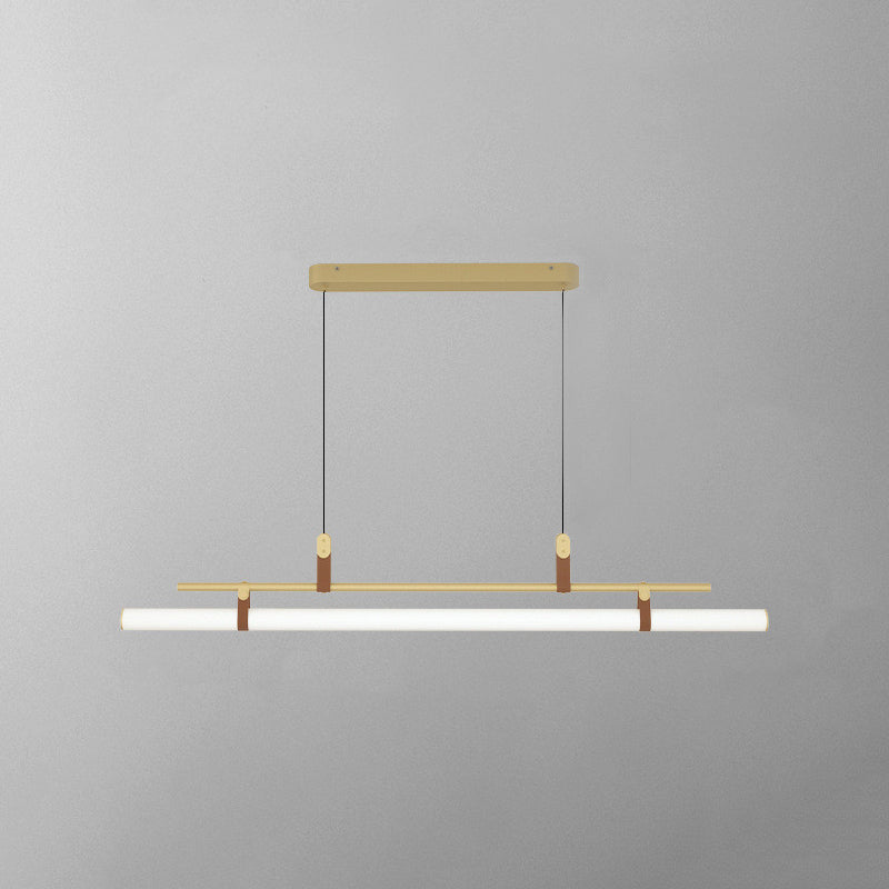Arisha Modern Pendelleuchte Linear Esstisch, Schwarz Gold, Metall Acryl