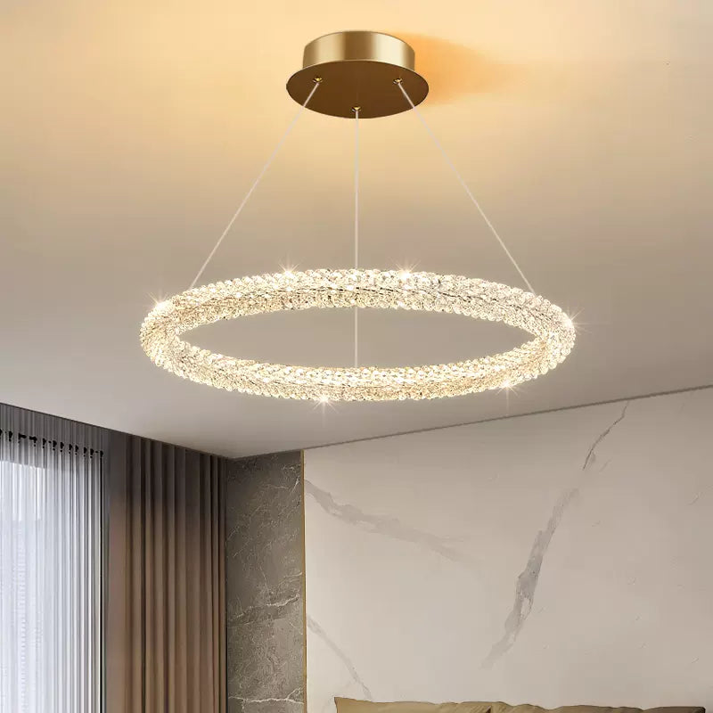 Kristy Design Rund LED Kronleuchter Metal Kristall Schlafzimmer Wohnzimmer