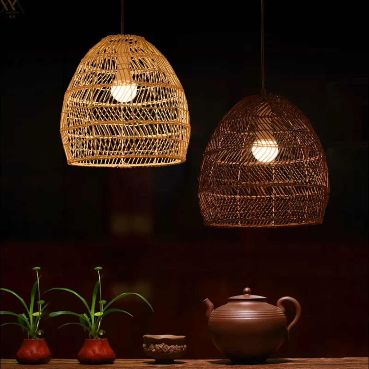 Muto Design Retro LED Pendelleuchte Schwarz/Holz Holz Schlaf/Wohn/Arbeitszimmer/Flur