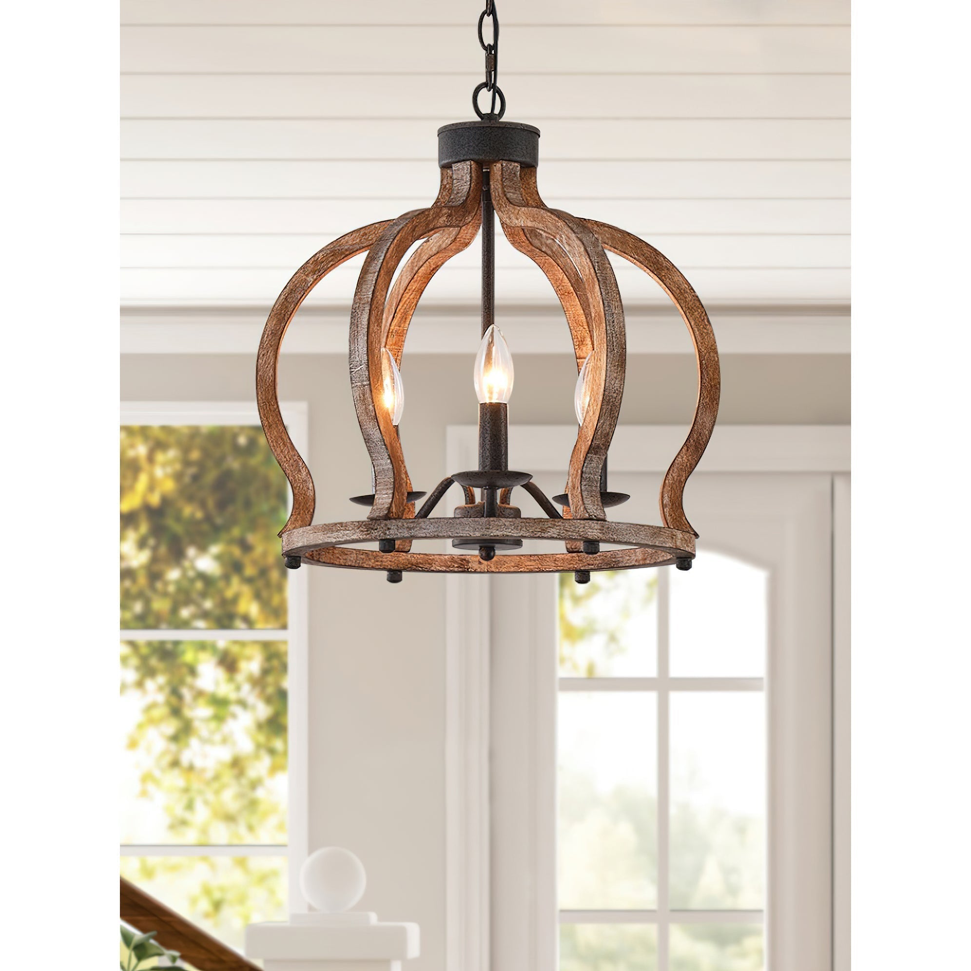 Vivinir Vintage Industrial Aura Landhaus Holz Pendelleuchte-Letslighting