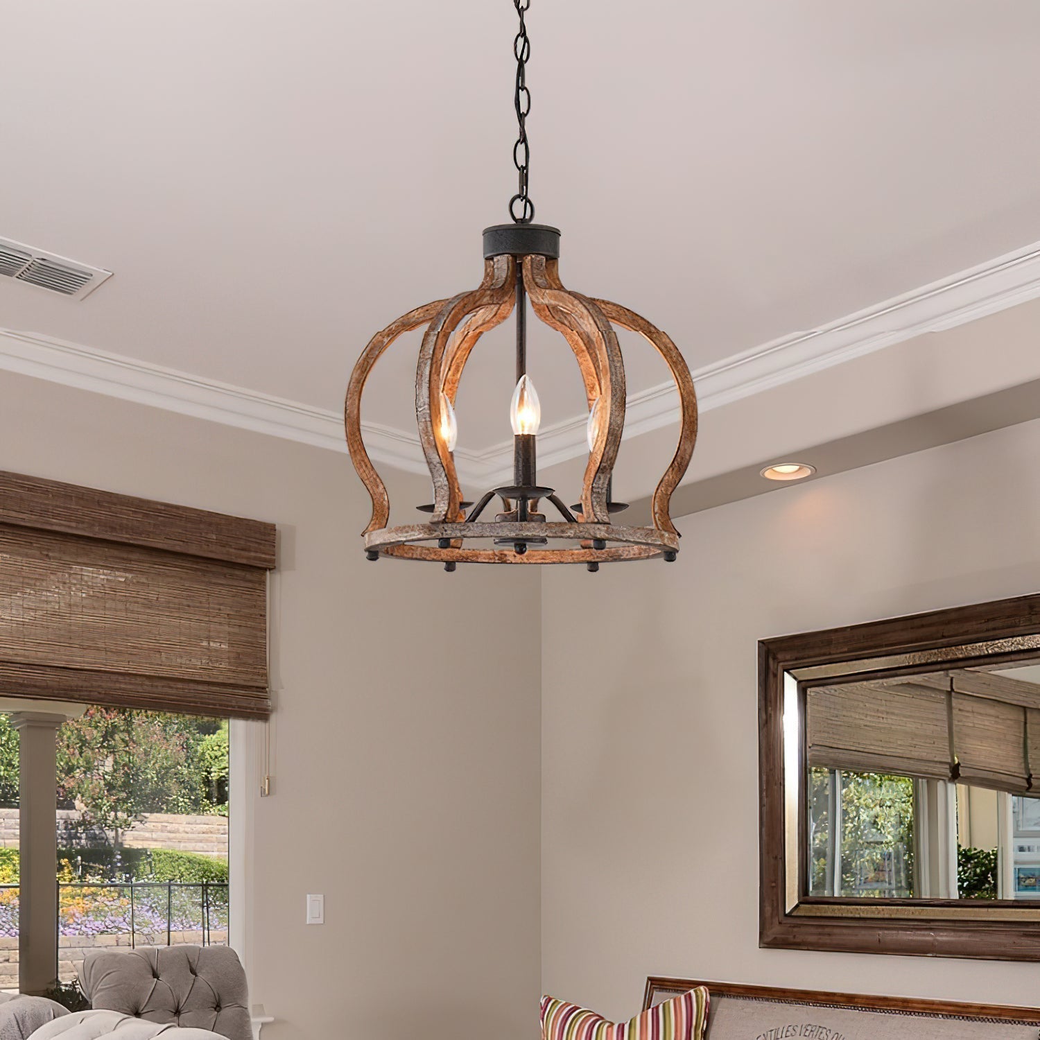 Vivinir Vintage Industrial Aura Landhaus Holz Pendelleuchte-Letslighting
