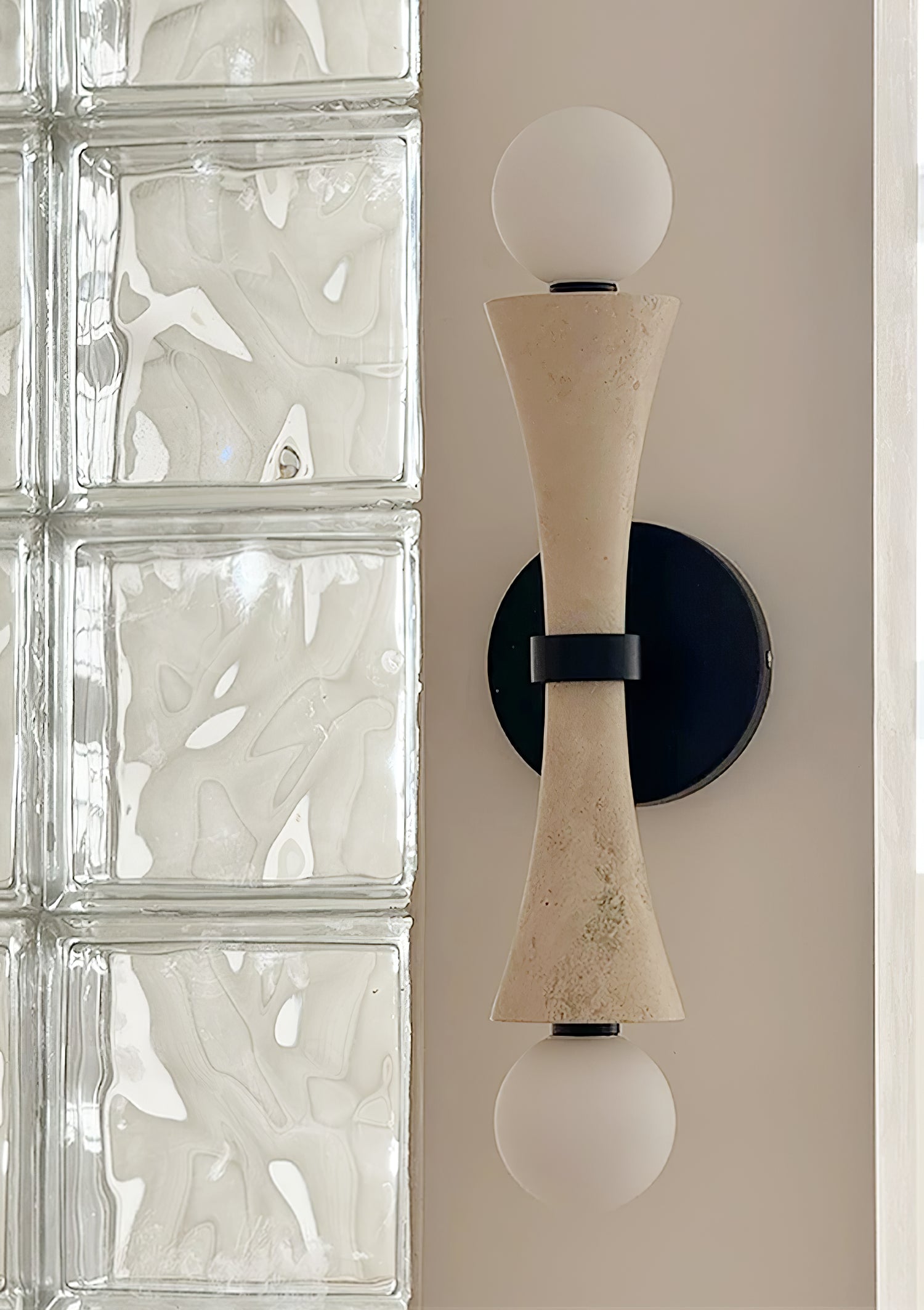 Oloriel Sculptural Travertine Wall Light - Neutralighting