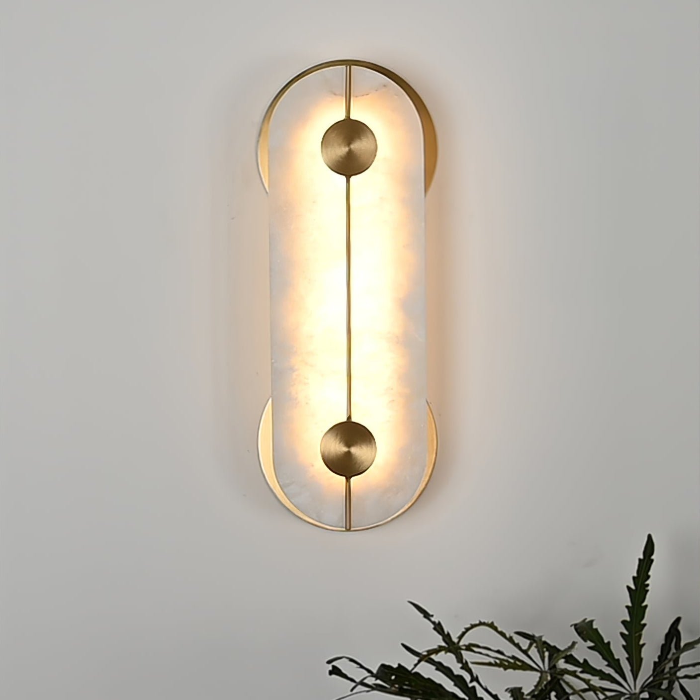Selene Alabaster Wall Light Brass - Neutralighting