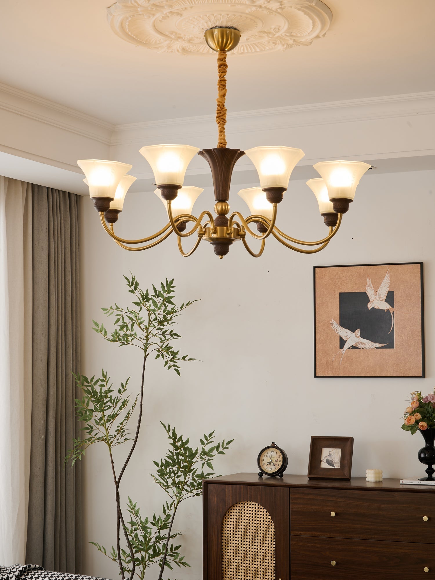 Ciphaen Vintage Kronleuchter aus Holz und Glas-Letslighting