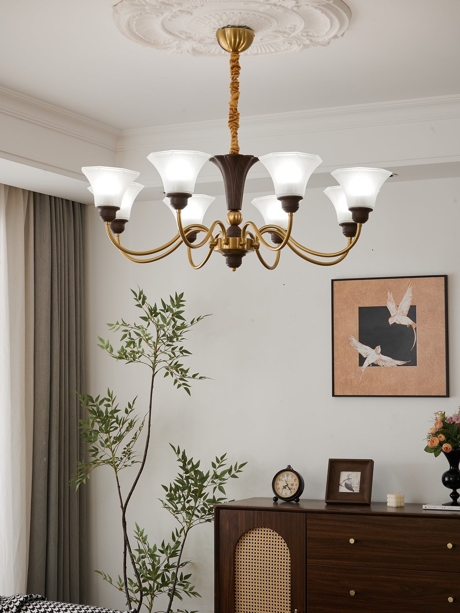 Ciphaen Vintage Kronleuchter aus Holz und Glas-Letslighting