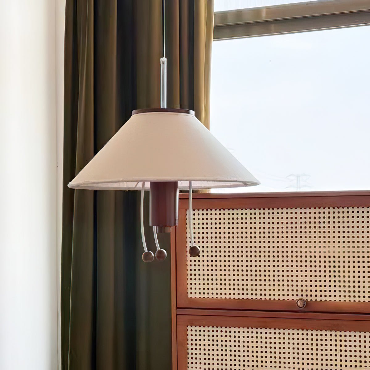 Zathee Nordic Art Klassische Pendelleuchte aus Holz und Stoff-Letslighting