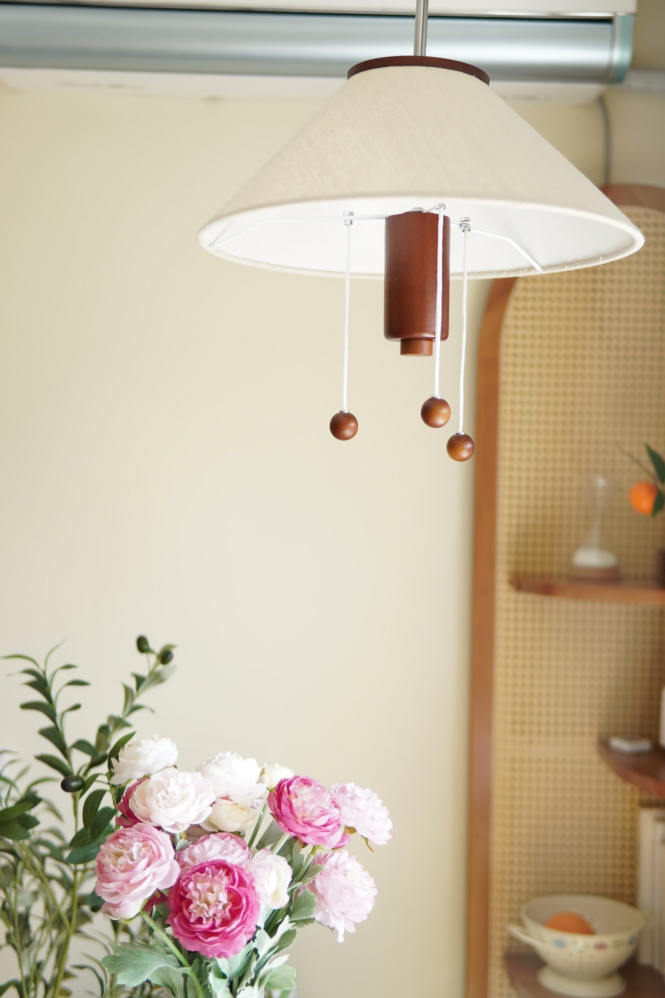 Zathee Nordic Art Klassische Pendelleuchte aus Holz und Stoff-Letslighting