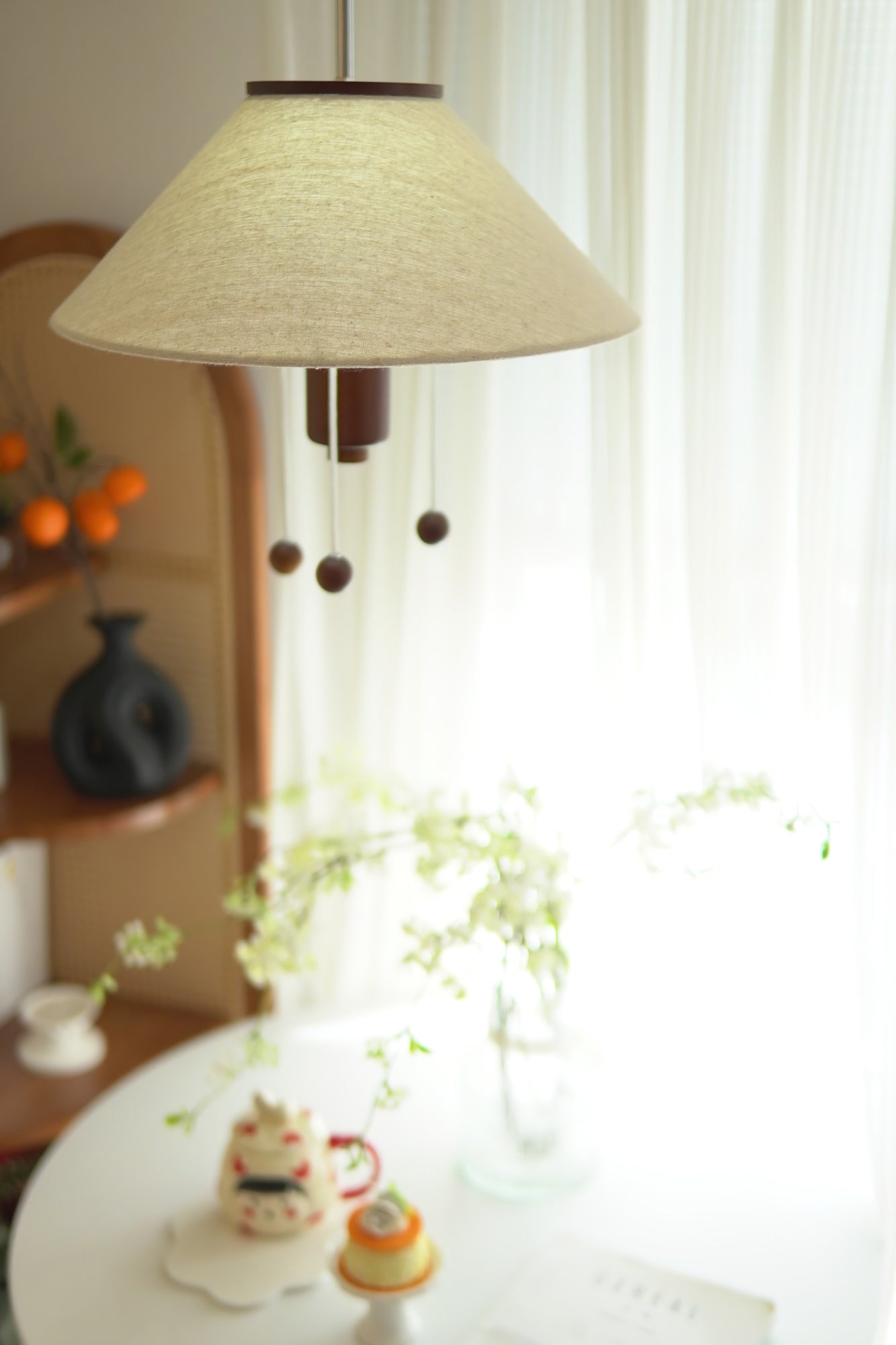 Zathee Nordic Art Klassische Pendelleuchte aus Holz und Stoff-Letslighting