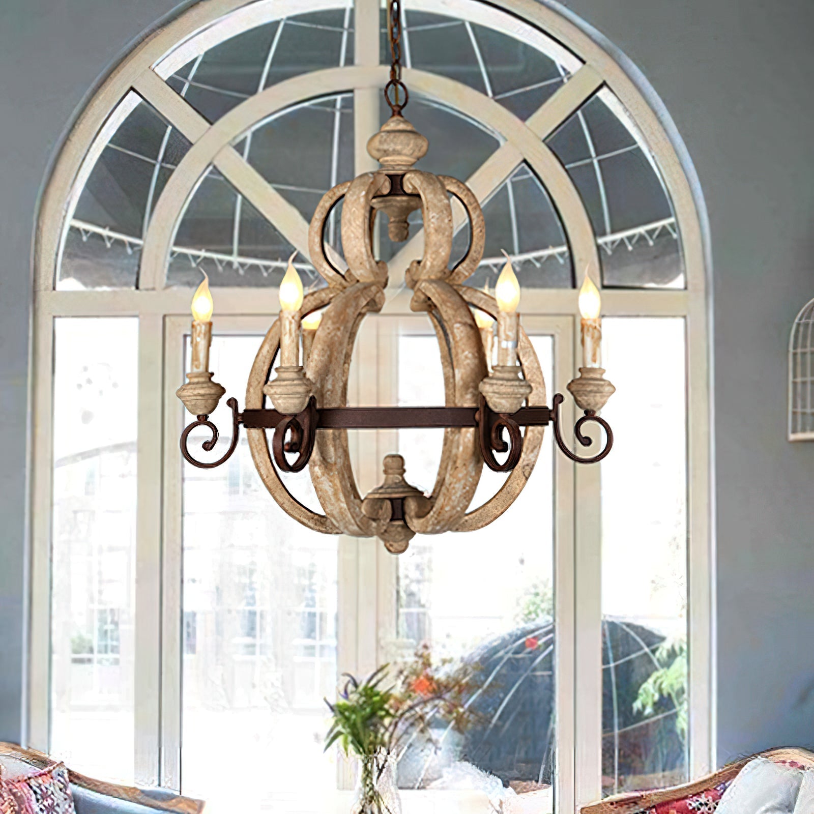 Cumaryra Traditioneller handgeschnitzter Holz-Kronleuchter-Letslighting