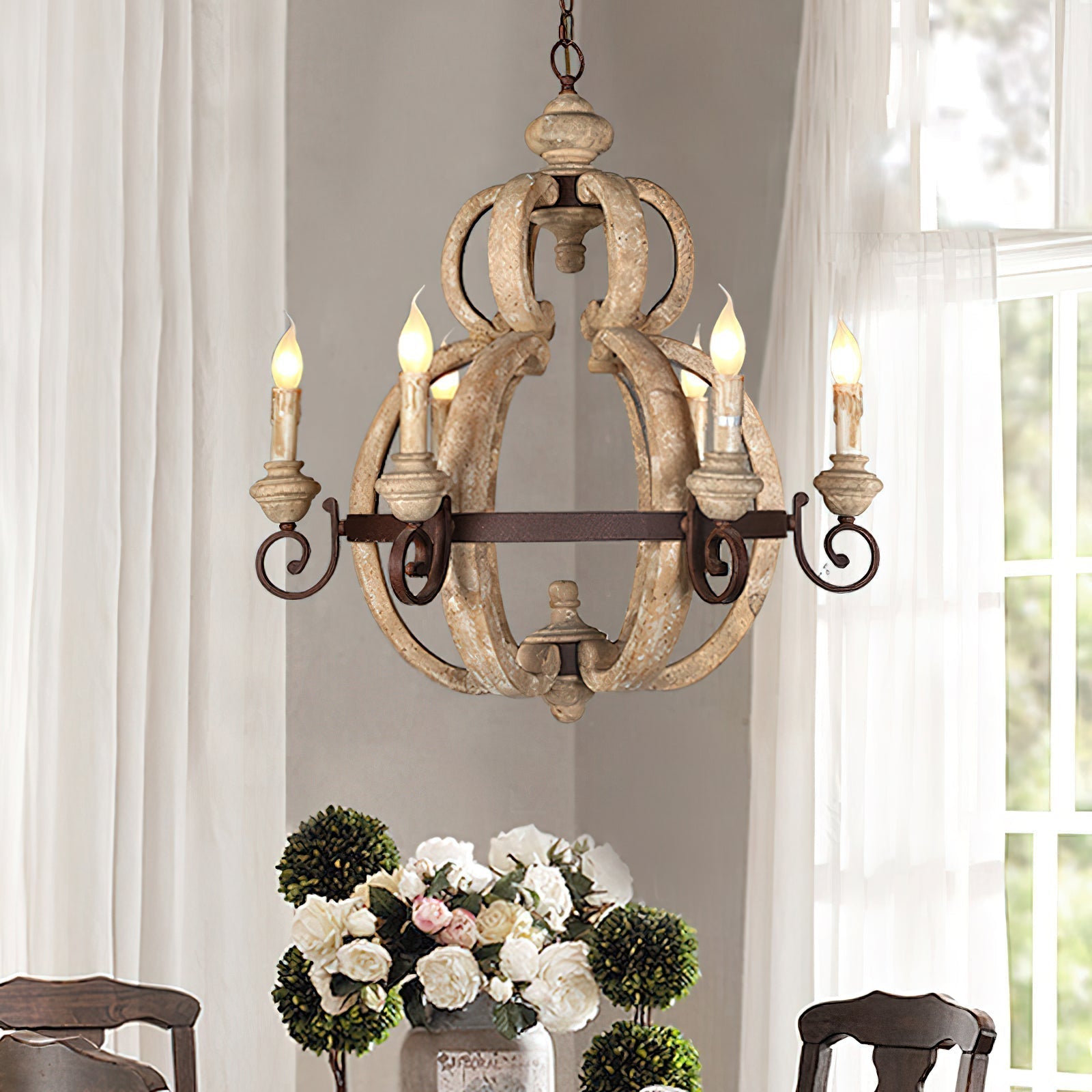 Cumaryra Traditioneller handgeschnitzter Holz-Kronleuchter-Letslighting