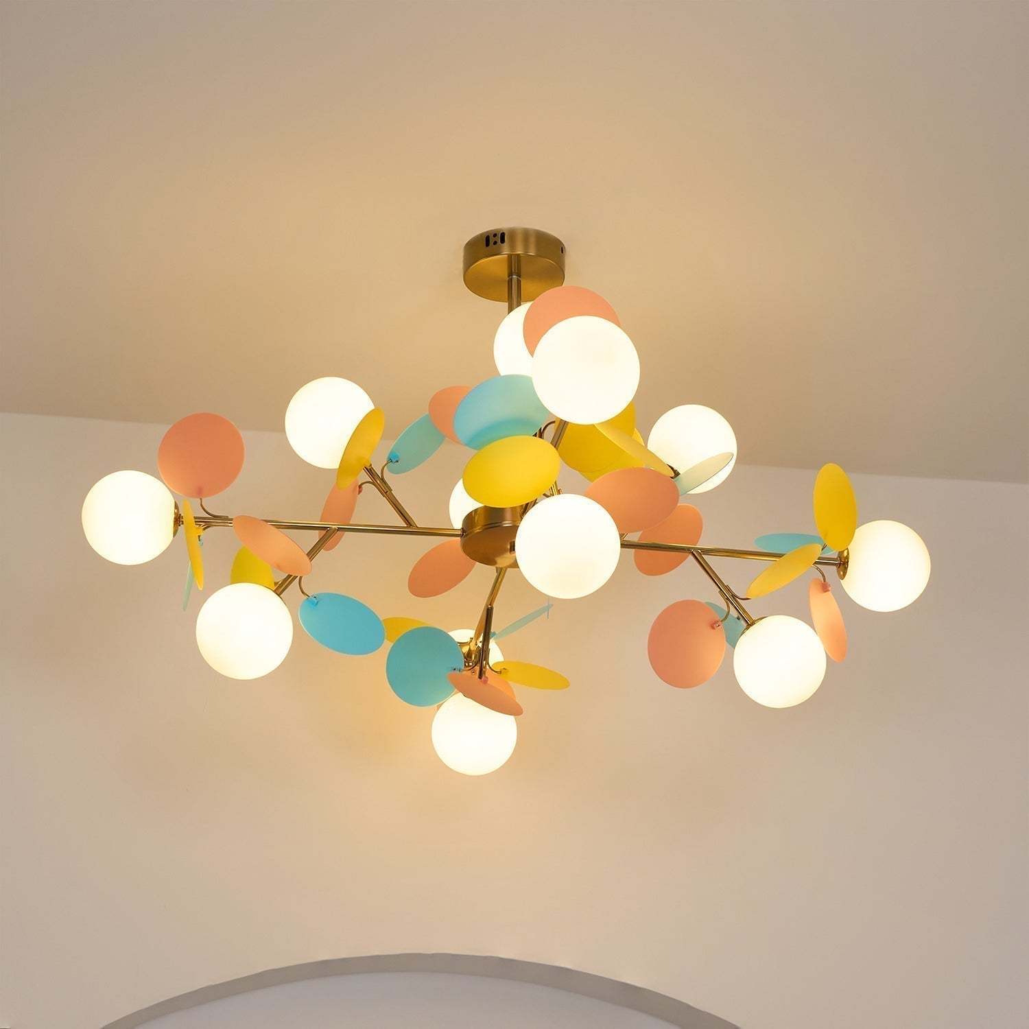Lustra Kronleuchter Off-White Baum Acht Offene Schirme-Letslighting