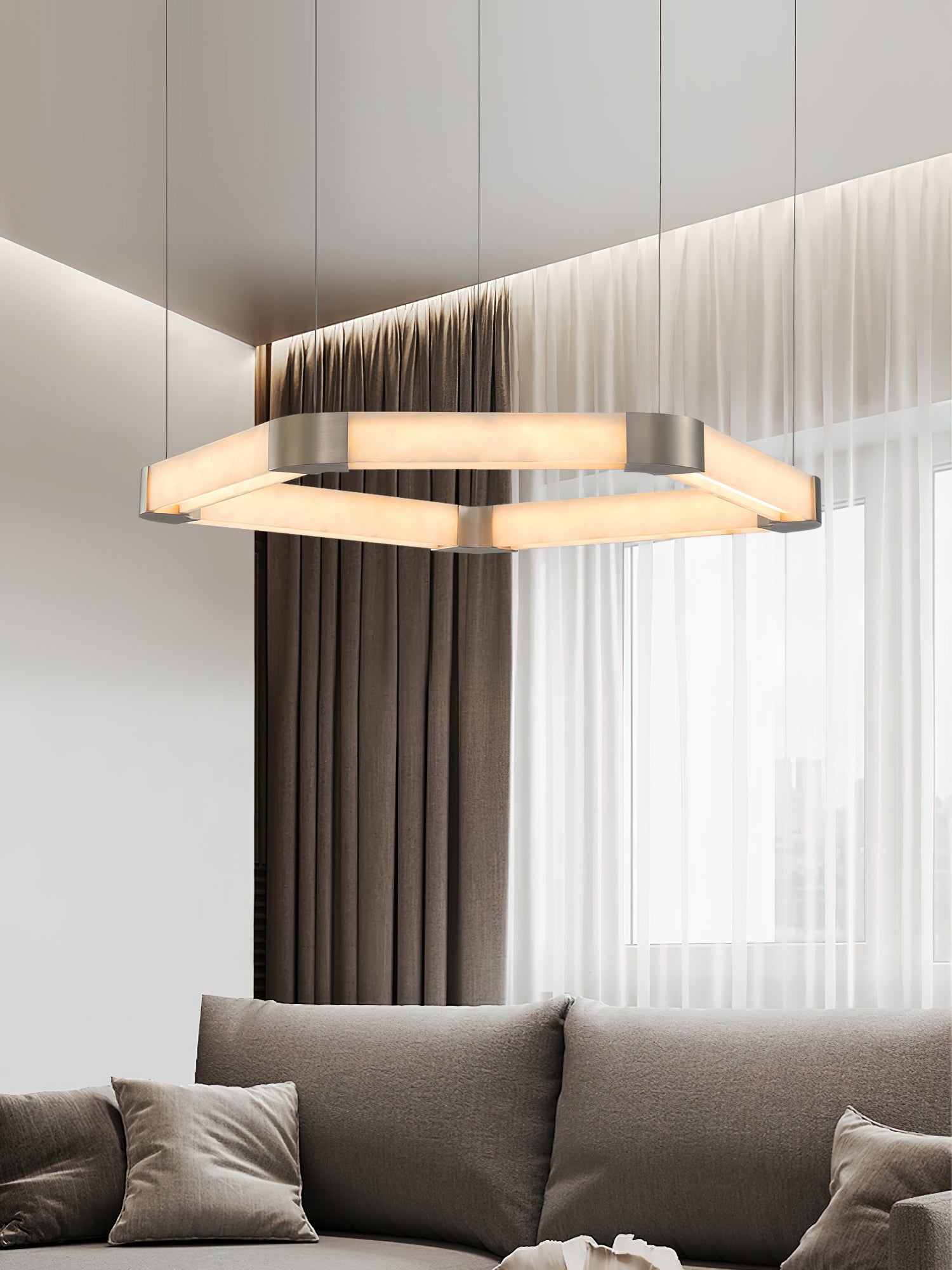 Celaeisra Unique Single Ring Alabaster Chandelier - Letslighting
