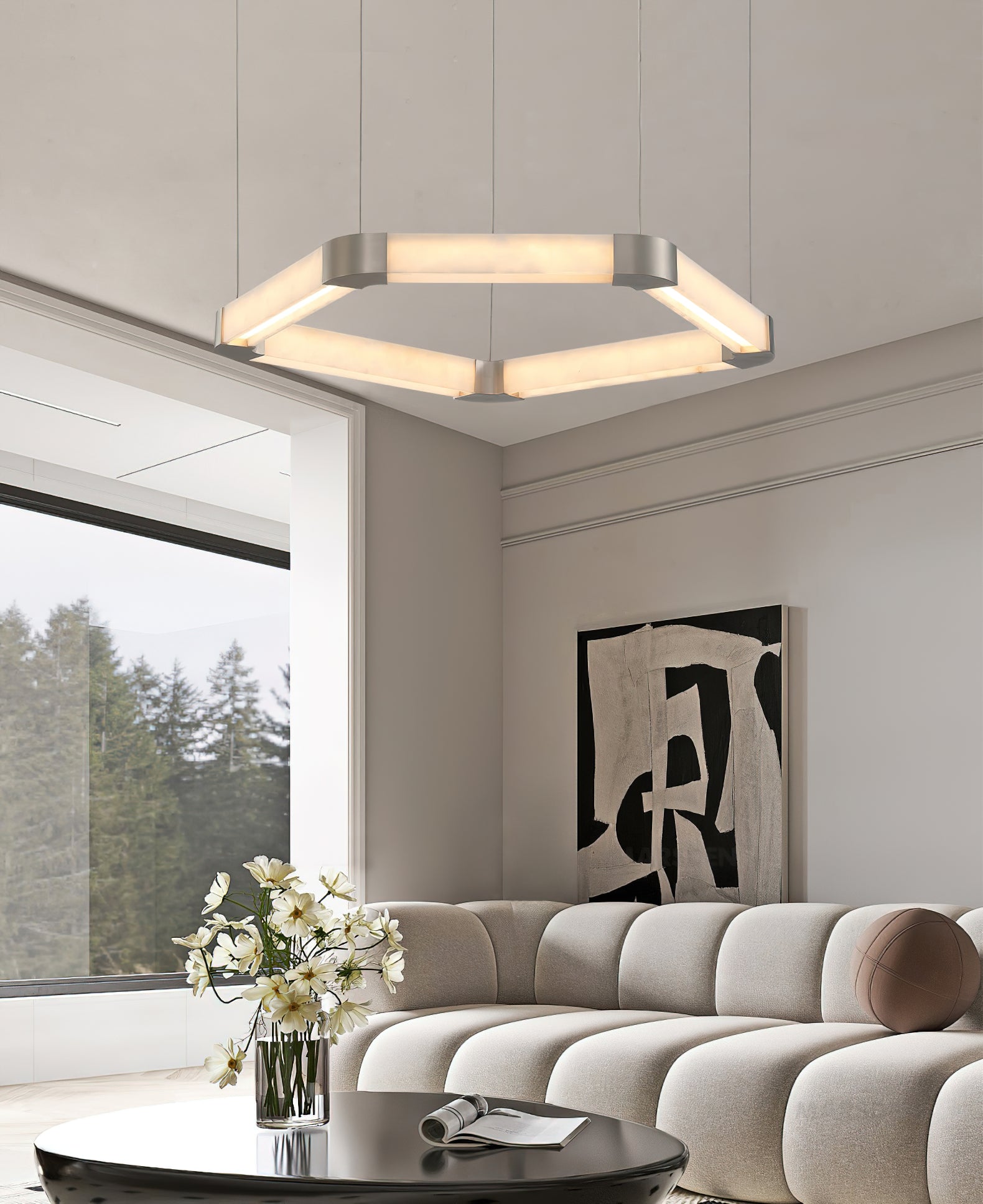 Celaeisra Unique Single Ring Alabaster Chandelier - Letslighting