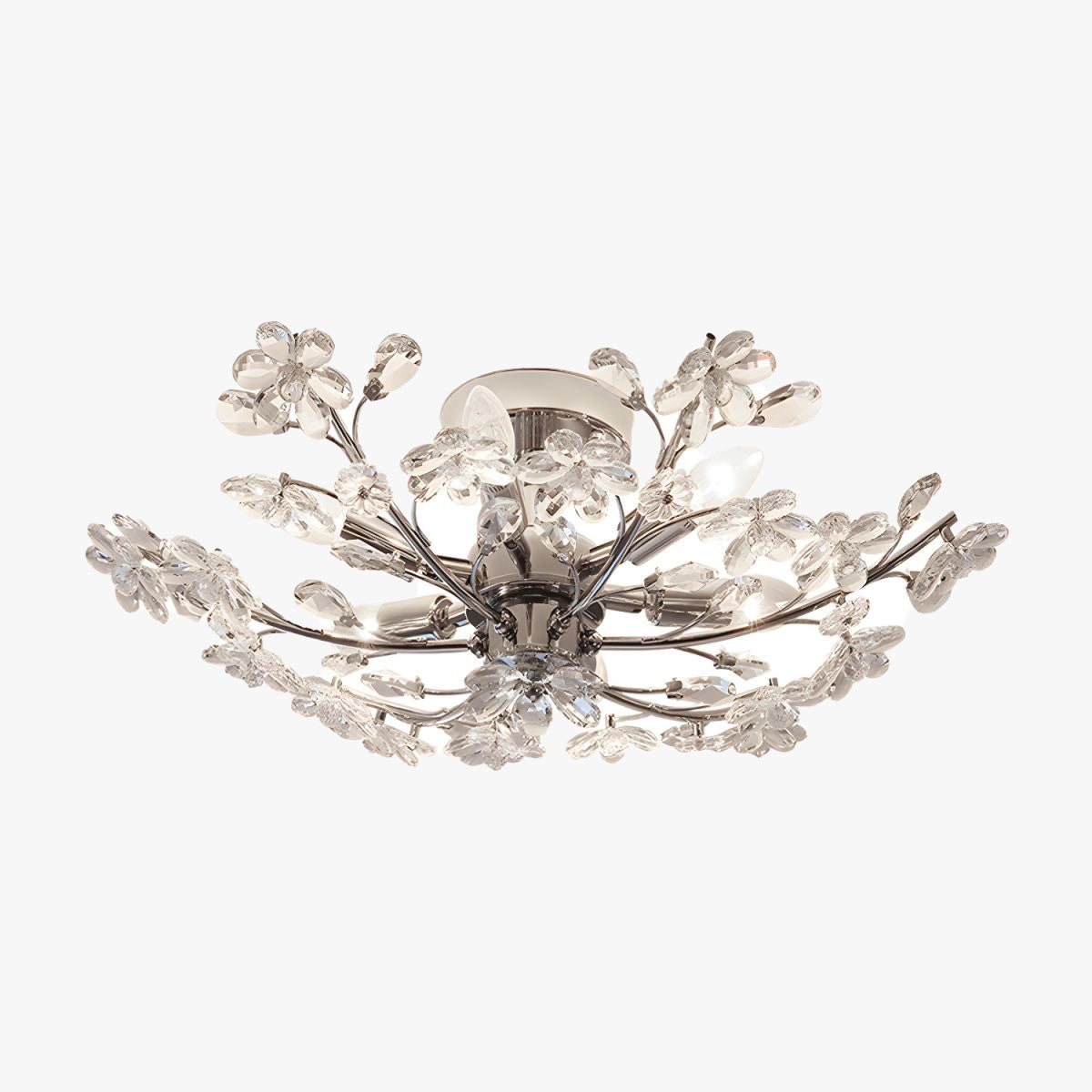 Olivia Moderne Kristall Blumen Deckenleuchte Wohnzimmer, Chrom