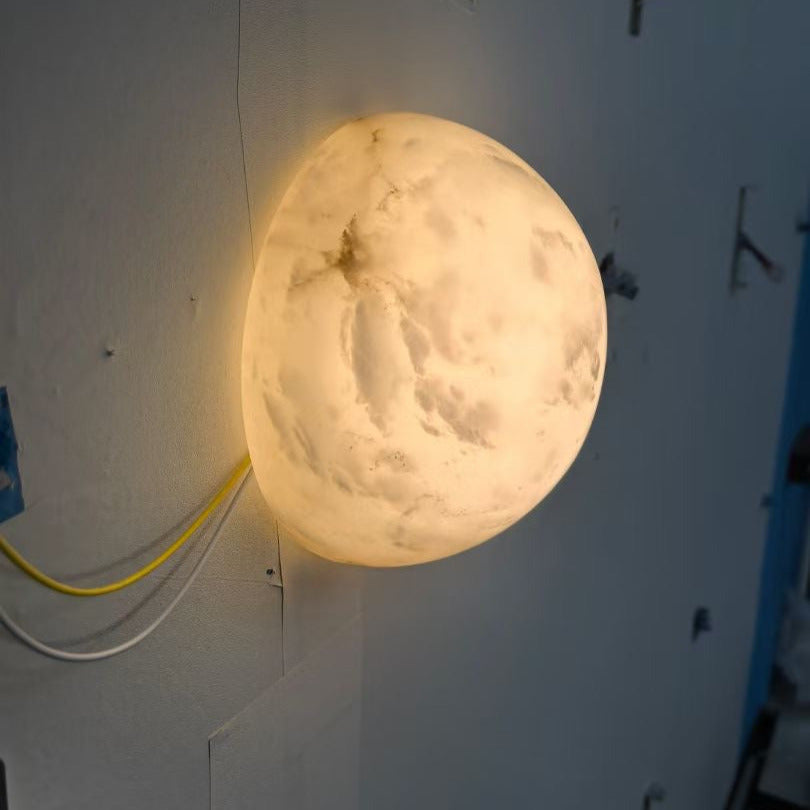 Grex Minimalistische runde Alabaster Wandleuchte