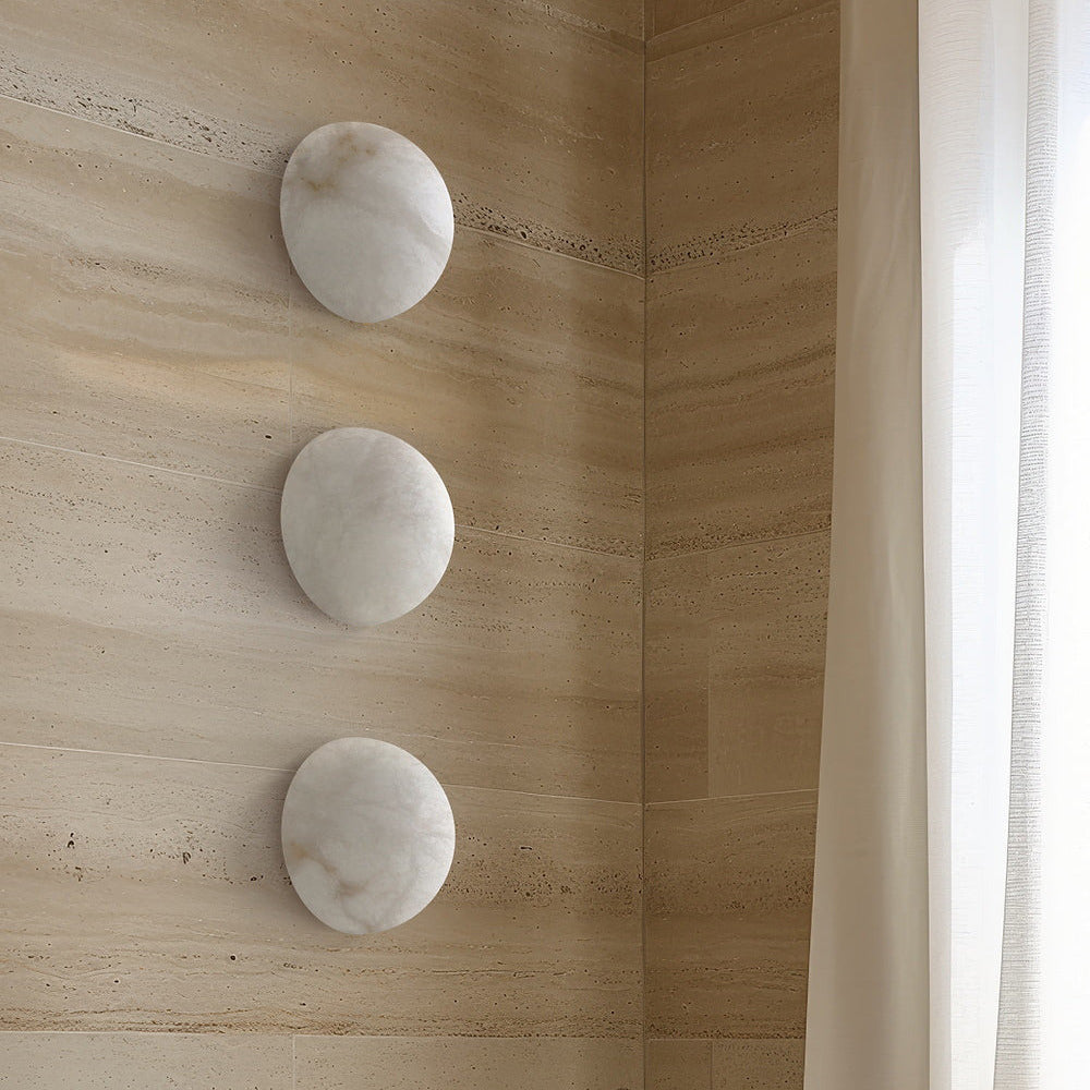Grex Minimalistische runde Alabaster Wandleuchte