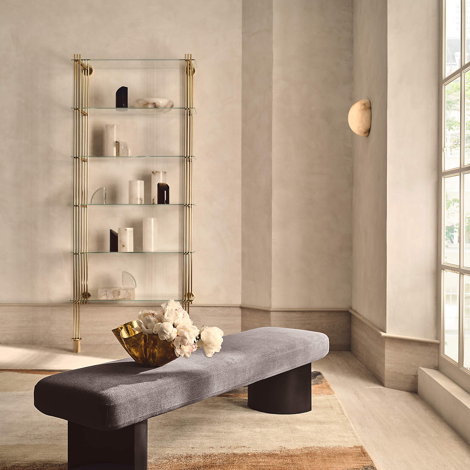 Grex Minimalistische runde Alabaster Wandleuchte