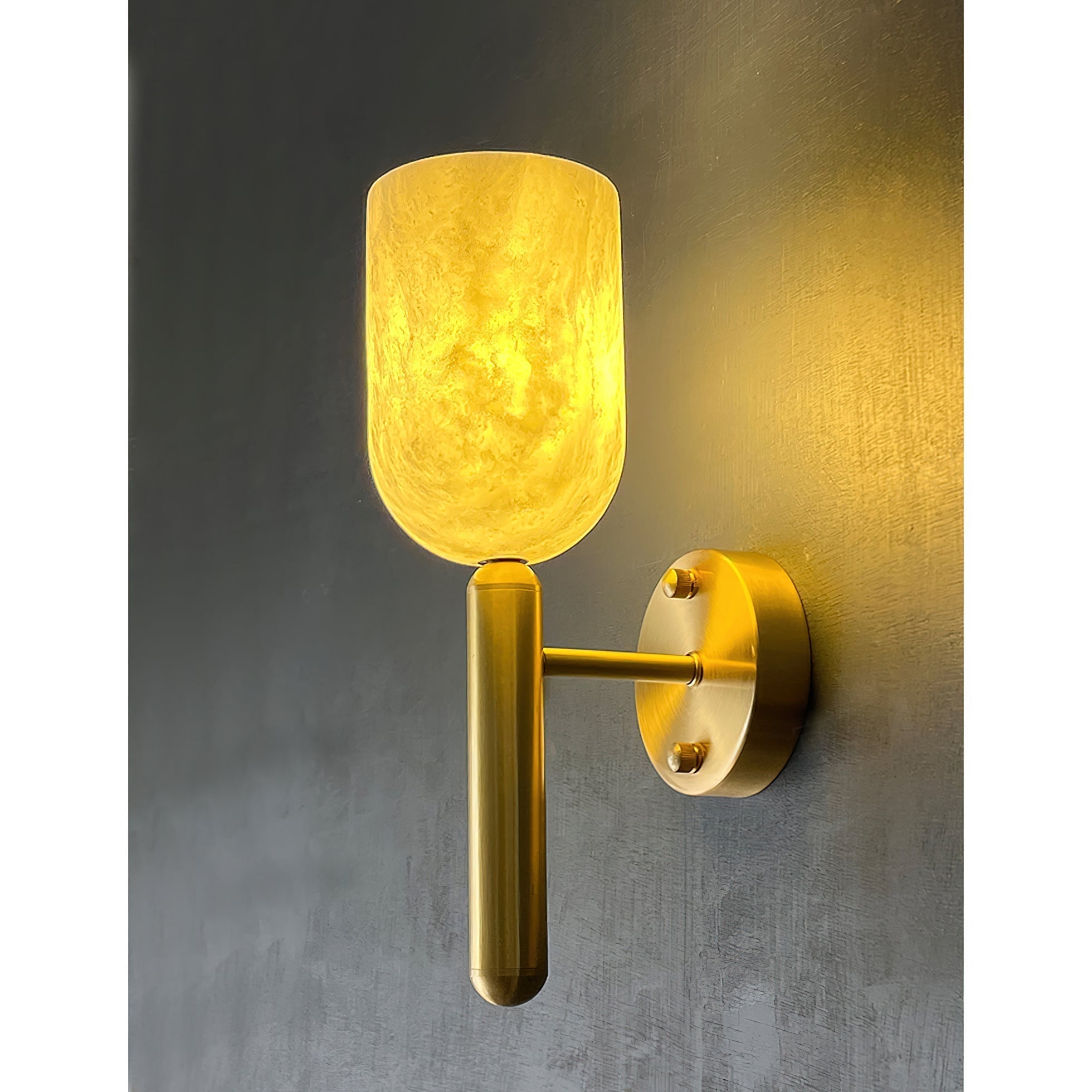 Lyphaia Messing Alabaster Wandleuchte-Letslighting