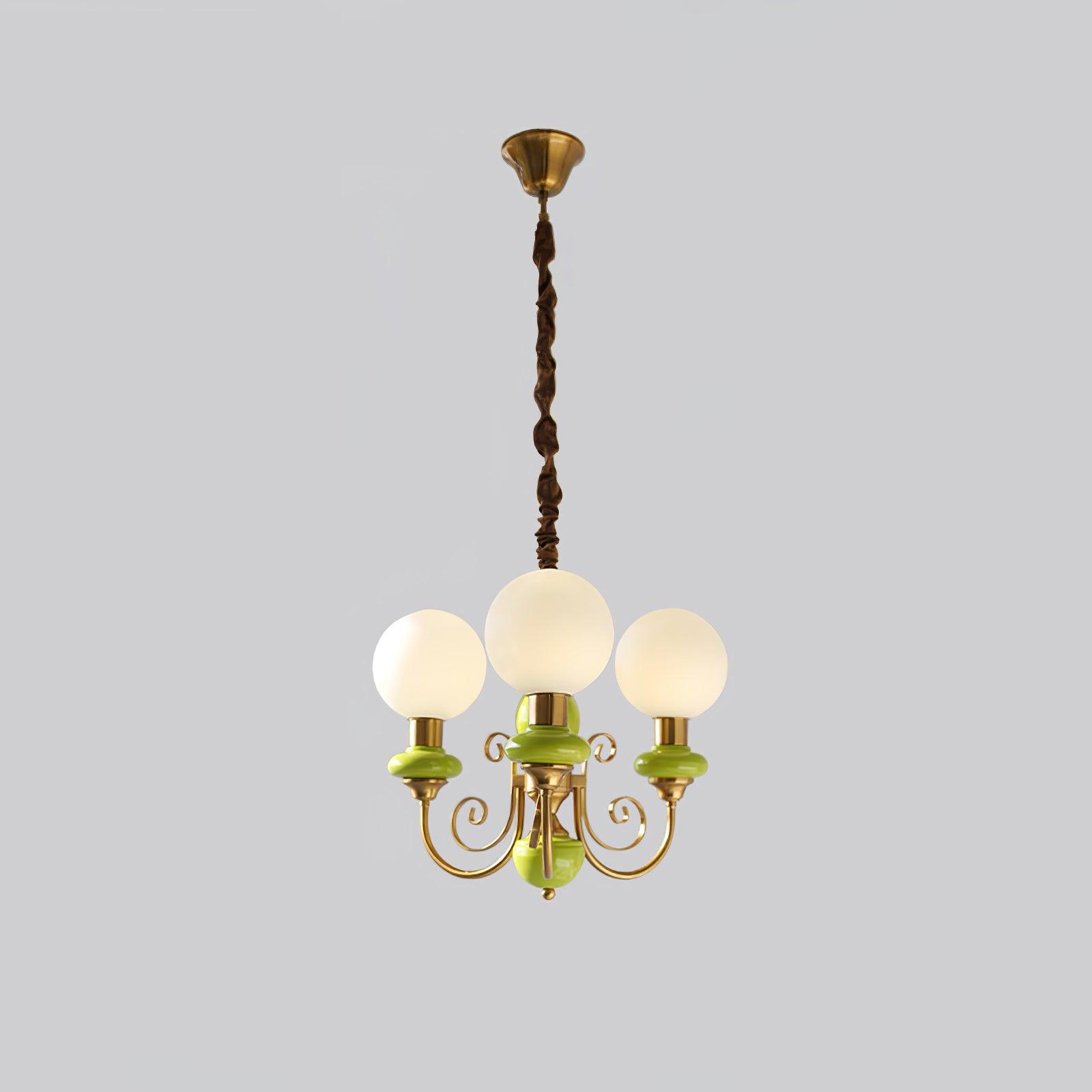 Lustra Kronleuchter Grüne Schirme Gold Gekrümmte Arme-Letslighting