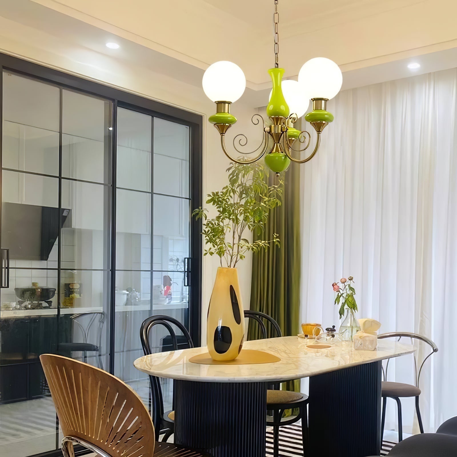 Evsolia Onyx Glas Premium Nordisch Art Kronleuchter-Letslighting